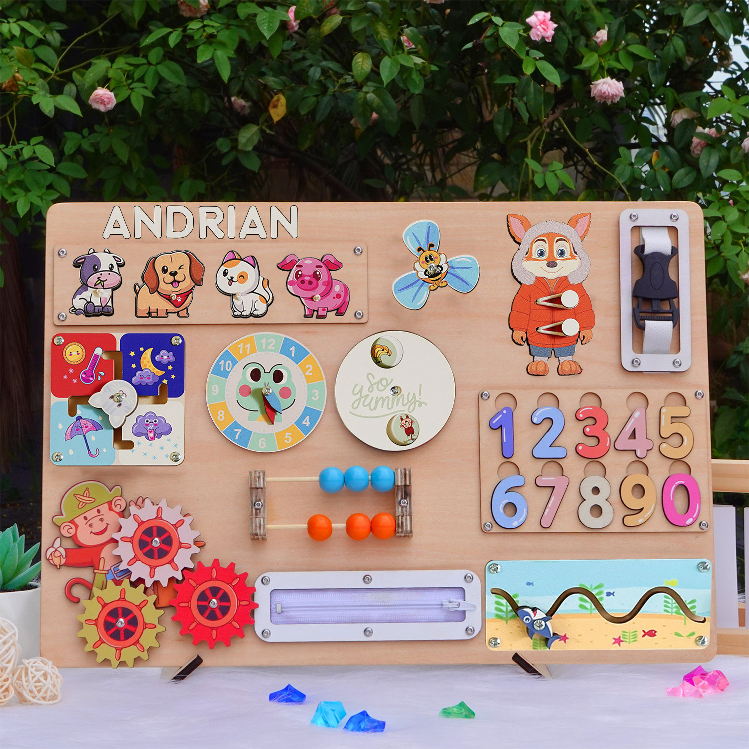 Personalized Busy Board For Toddlers Custom Name Toddler Puzzle First Birthday Baby Shower Gift Montessori Toys 1 Years Old Activity Board