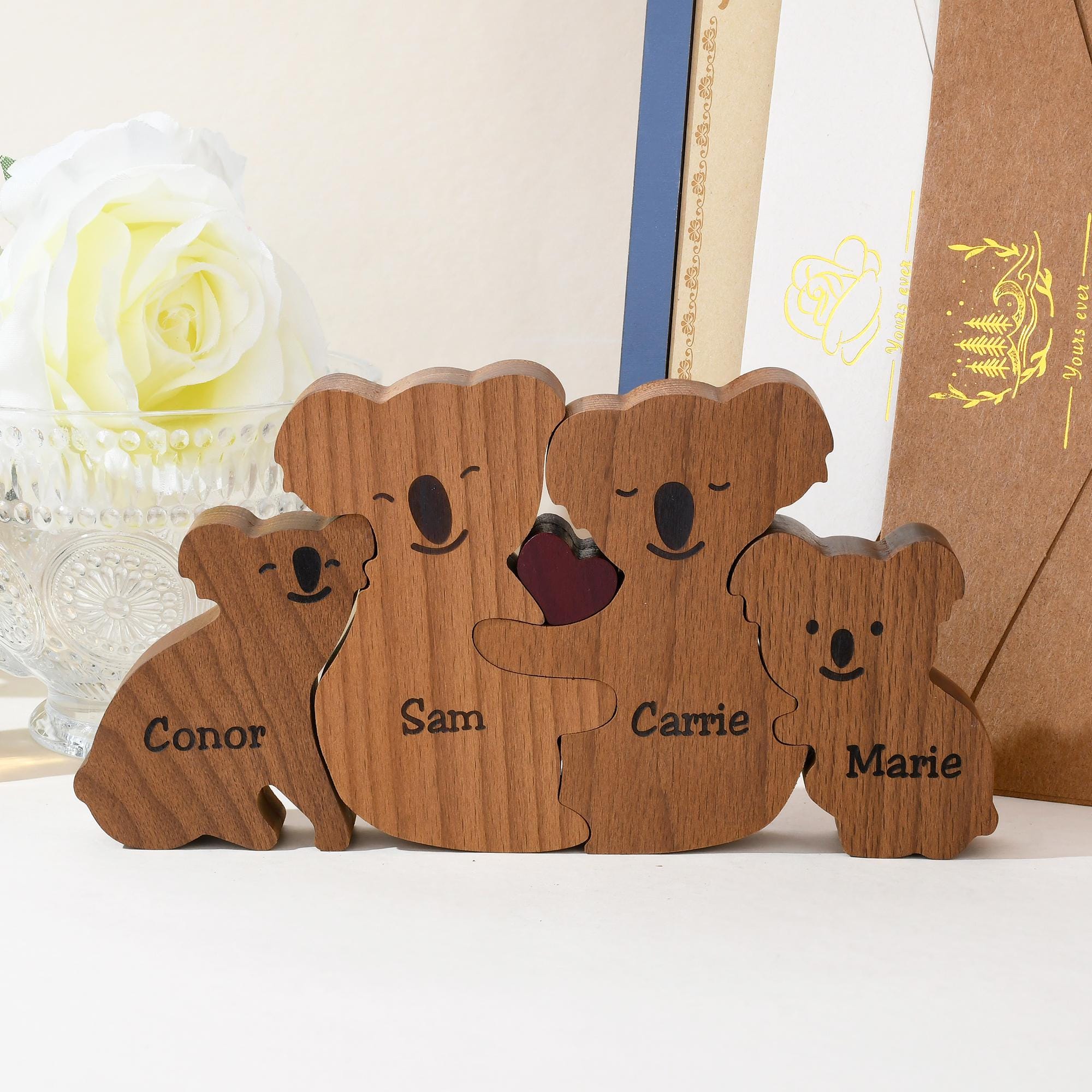 Wooden Koala Family Puzzle, Personalized Gifts for Parents, Father's Day Gifts, Mother's Day Gifts, Family Keepsake Gifts, Koala Home Decor