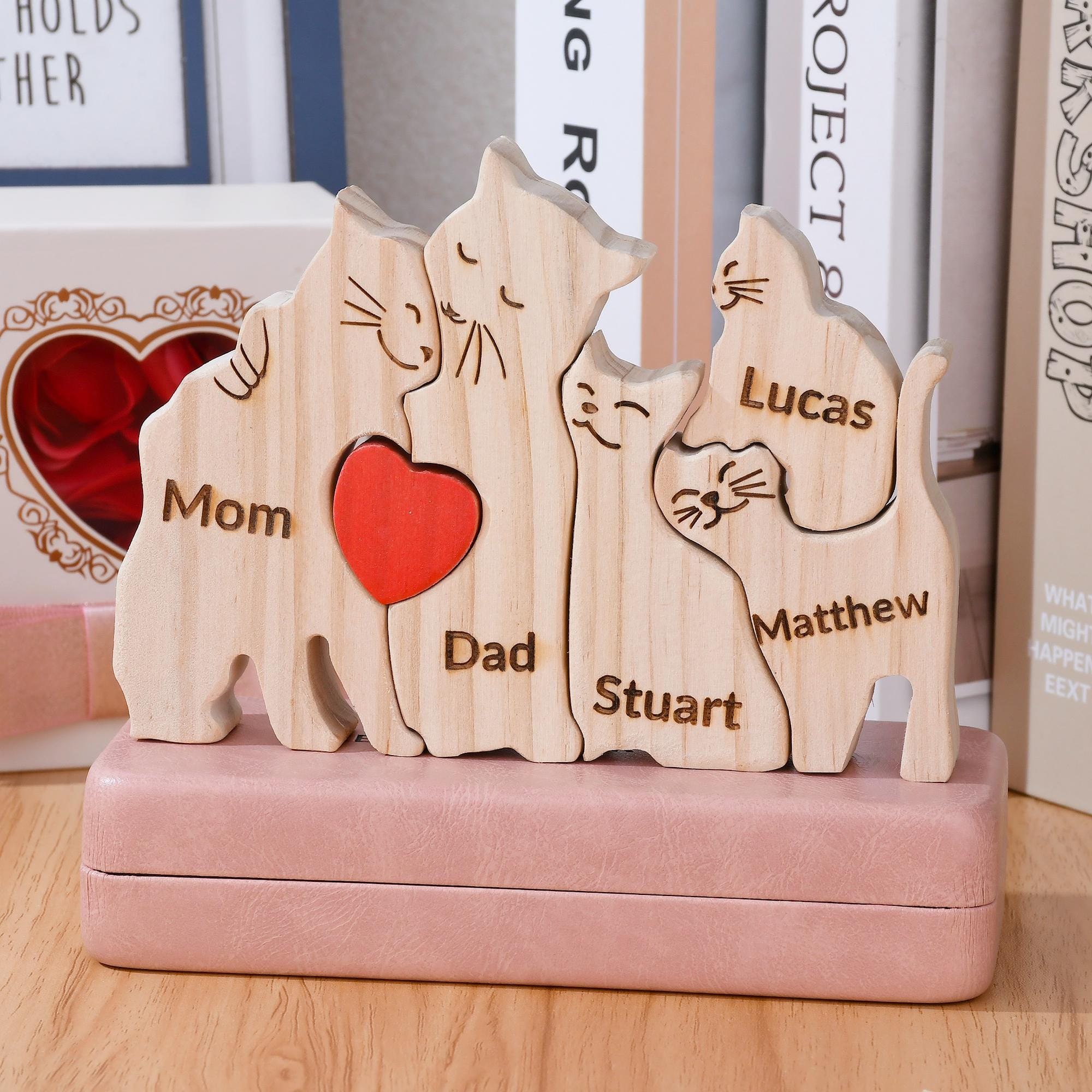 Wooden Cat Family Puzzle, Family Name Puzzle, Wooden Family Home Decor, Cat Puzzle Gift for Family, Anniversary Gifts, Cat Lover Gifts