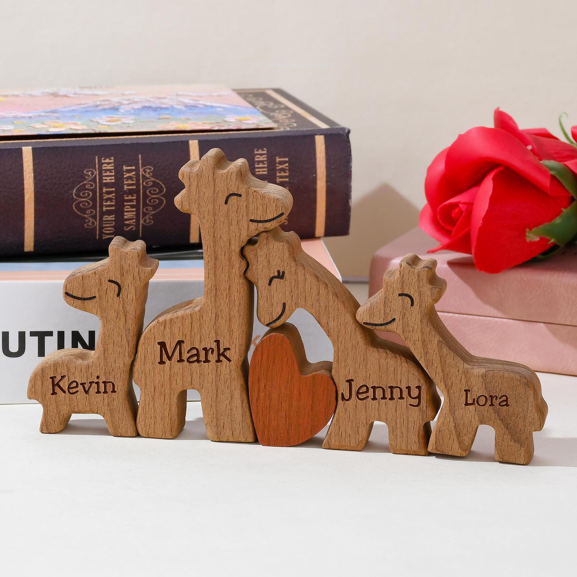 Wooden Family Puzzle, Engraved Name Puzzle, Wood Animal Puzzle, Animal Figurines, Family Home Decor, Family Keepsake Gift, Wooden Animal Toy