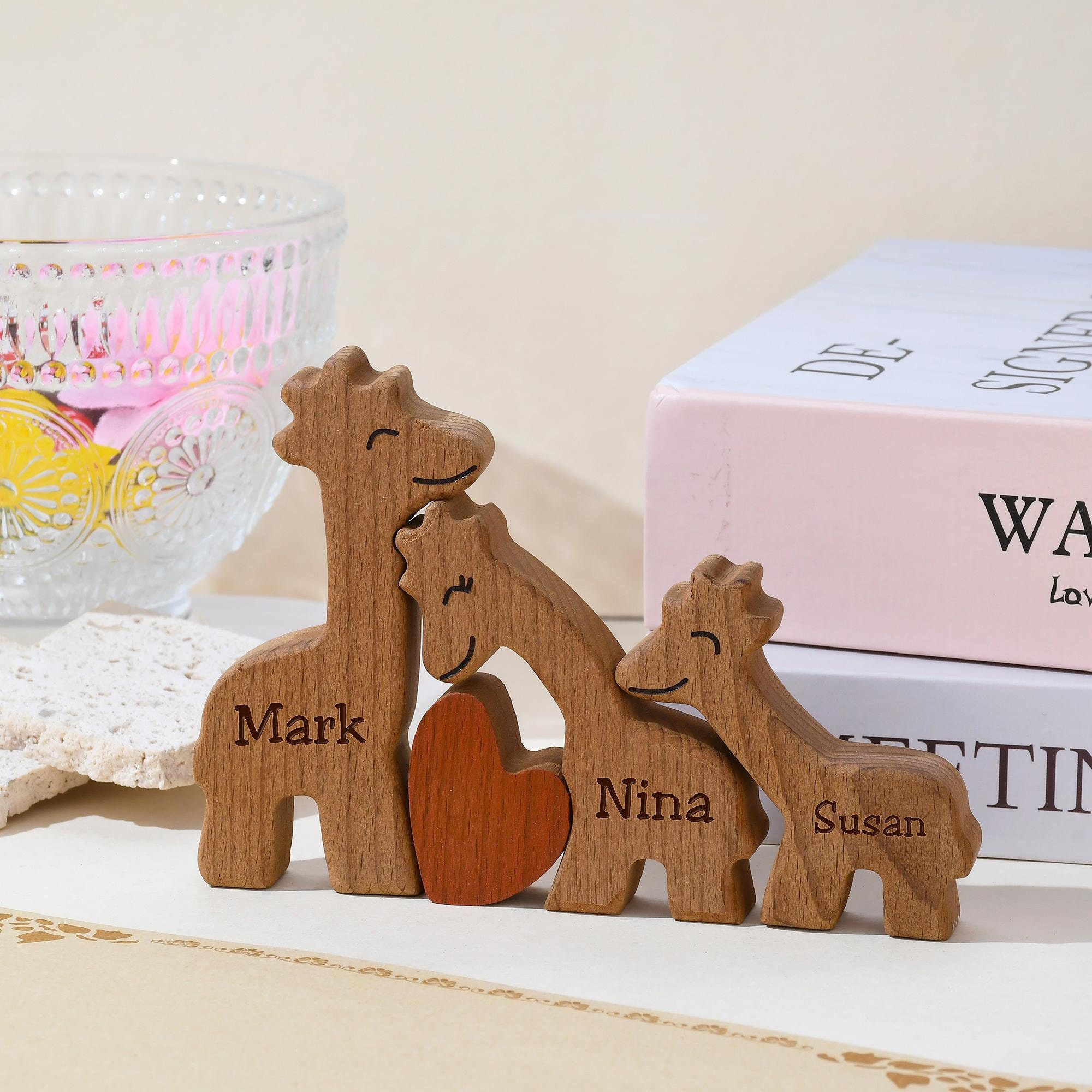 Wooden Giraffe Family Puzzle, Engraved Family Name Puzzle, Personalised Giraffe Puzzle, Customized Home Decor, Giraffe  Gifts, Family Gifts